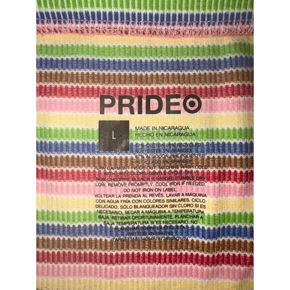 New Target Pride Asymmetrical Rainbow Striped Pull On Mini Skirt Size Large - Picture 5 of 5